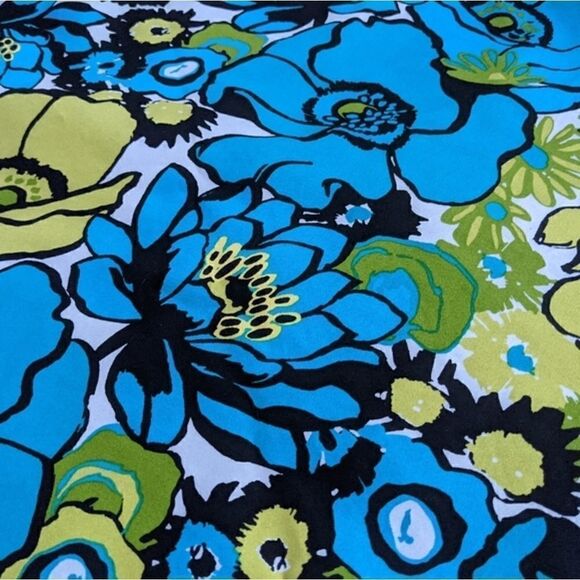 Easy 5th teal yellow white black floral flower skirt size 8 spring summer bright - Picture 3 of 9
